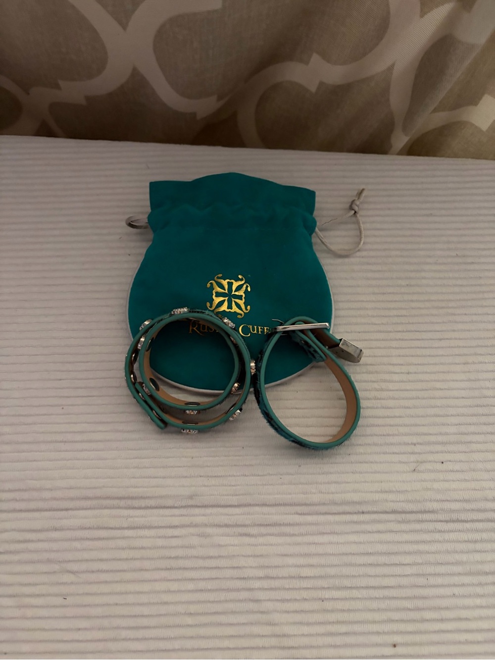 Rustic Cuff Teal Wrap Bracelet Set